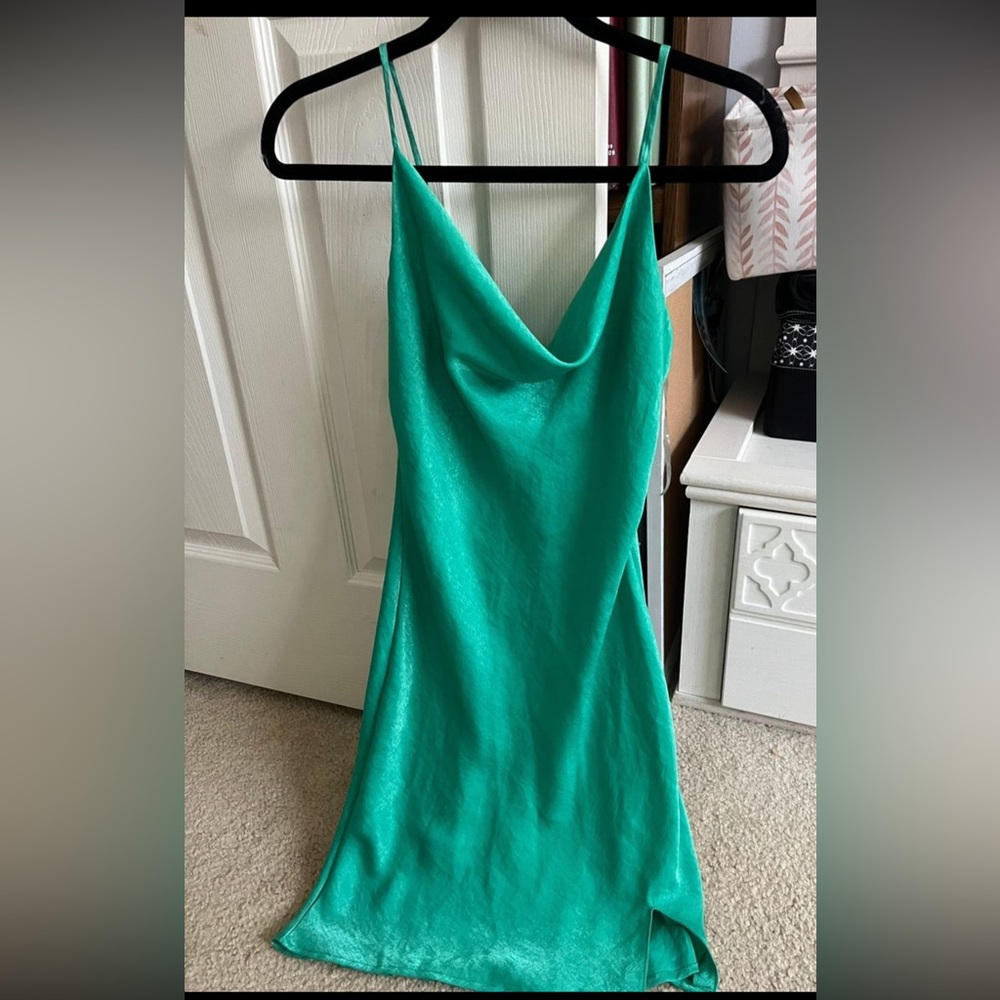Green silk dress
